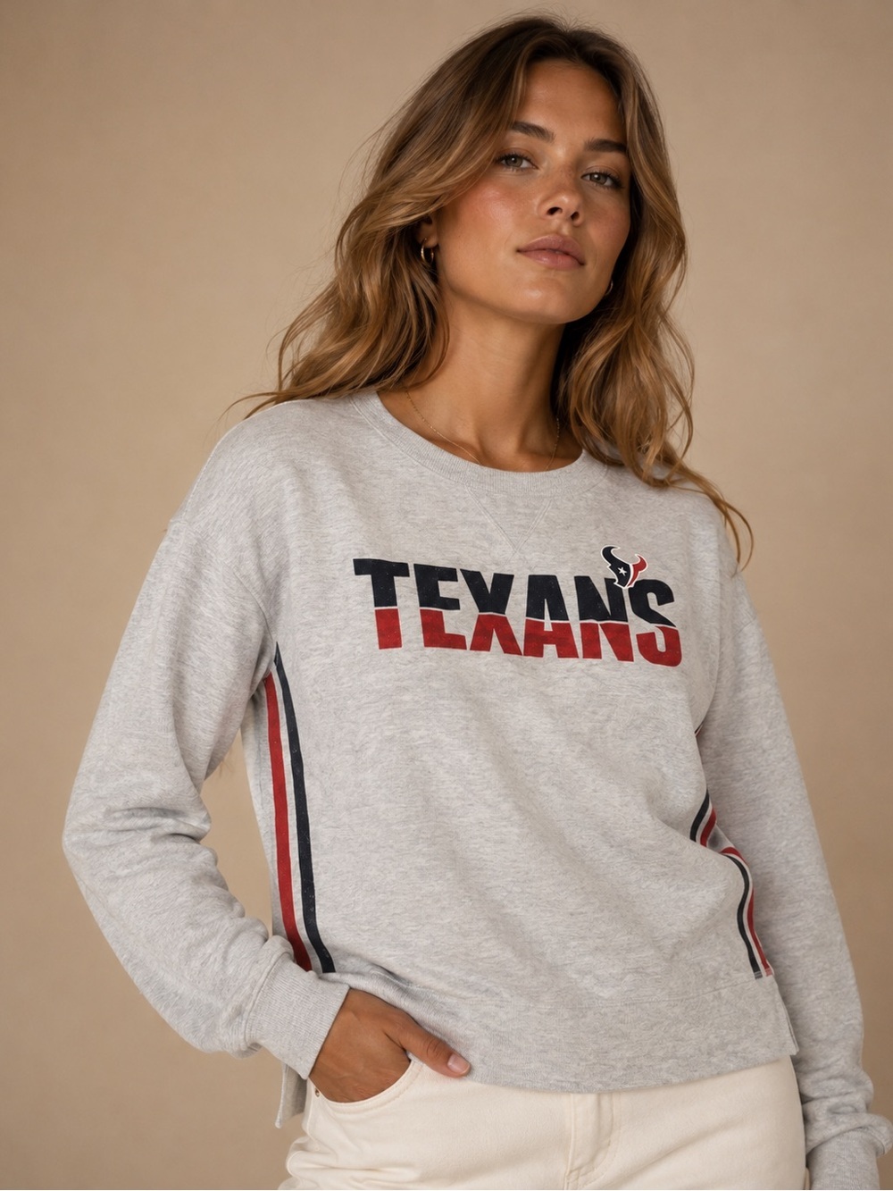 NFL Houston Texans Women's Pullover Sweatshirt | Gray | Size Large